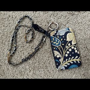 Vera Bradley zip ID case with chain landyard